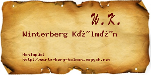 Winterberg Kálmán névjegykártya